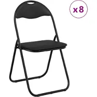 vidaXL Inklapbare stoel 8 st Kunstleer Zwart 48 x 43,5 x 81 cm