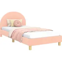 vidaXL Kinderen bedframe met hoofdboard Roze 90 x 190 cm Bouclé