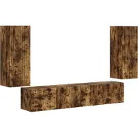 vidaXL Tv Wandkast Set 4 st Rook Eiken Bewerkt hout