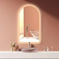 PonteSino HOKO LED Badkamerspiegel Rondboog 60x100cm Goud Aluminium Frame Anti-condens Traploos Instelbare Kleurtemperatuur Memory-functie IP44 Hayward