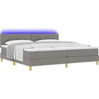 vidaXL LED Box Spring Bed met kussen Taupe 200 x 200 cm Stof