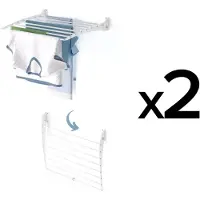 Foxydry 2x Fold 60 DOWN - white - wasdroogrek wandmontage clicksysteem - neerwaartse sluiting - 60 x 50 x 10 cm