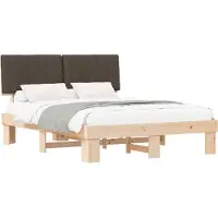 vidaXL Bedframe met Gevoerde Hoofdbord Taupe 160 x 200 cm