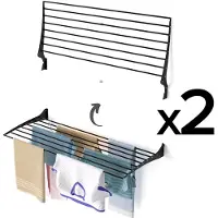 Foxydry 2x Fold 116 cm black wasdroogrek wandmontage clicksysteem - 116 x 50 x 10 cm