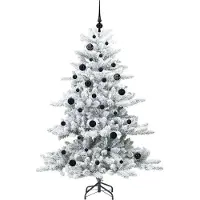 vidaXL Kunstmatige Hinged Kerstboom Wit 150 cm PVC en Staal