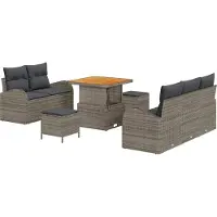 vidaXL Tuinbank Set 8 st 7-Aantal zitplaatsen Grijs