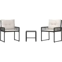 vidaXL Buitenmeubels set 3 st Zwart en Wit