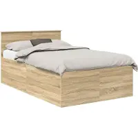 vidaXL Bedframe met hoofdeinde Sonoma Eiken 120 x 200 cm Bewerkt hout
