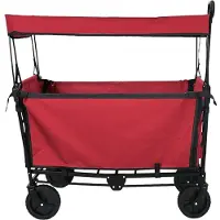 vidaXL - Vouwbare - winkelwagentje - met - remmen - Rood - 105 - x - 56,5 - x - 116 - cm