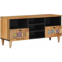 vidaXL TV Kast met lade Naturel 100 x 33 x 46 cm Massief Mango Hout