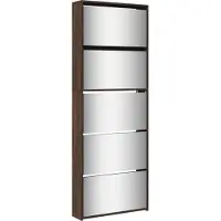 vidaXL Schoenenkast met spiegel 5-laags 63x17x169,5 cm bruineikenkleur