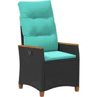 vidaXL Ligstoel voor Tuin Zwart en Turkoois 64 x 57,5 x 112 cm