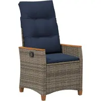 vidaXL Ligstoel voor Tuin Grijs en Marineblauw 64 x 57,5 x 112 cm