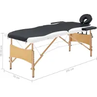 vidaXL Massagetafel inklapbaar 2 zones hout zwart en wit