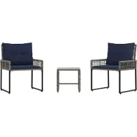 vidaXL Buitenmeubels set 3 st Grijs en Marineblauw