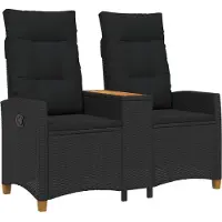 vidaXL Ligbank met Tafel Zwart 126 x 65 x 112 cm poly rattan