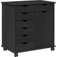 vidaXL Rollende kast Zwart 63,5 x 39 x 65,5 cm Massief vurenhout