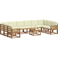 vidaXL Buiten bank set met kussen 11 pcs Natuurlijk en Crème