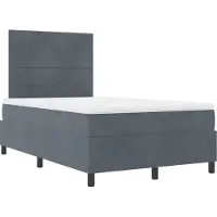 vidaXL LED Box Spring Bed Donkergrijs 120 x 190 cm Fluweel