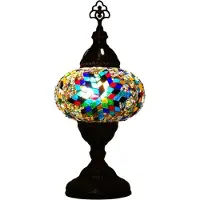 Halay Turkse mozaïeklamp - tafellamp 33 cm - 1 stuk - multicolour met handgemaakt glas