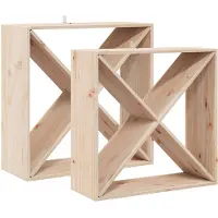 vidaXL Wijnrek 2 st Naturel 62 x 25 x 62 cm Massief grenenhout
