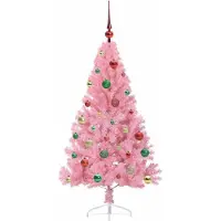 vidaXL Kunststof Voorverlichte Kerstboom met 150 LED Roze 150 cm PVC