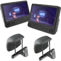 Caliber Draagbare DVD Spelers met Dvd-bracket - 9 Inch Scherm - Dvd speler auto 2 schermen - Werken ook los van elkaar - Oplaadbaar (mpd298-set)
