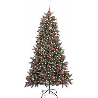vidaXL - Kunstkerstboom - met - 300 - LED - Groen - 180 - cm - PVC - en - Plastic - en - Staal