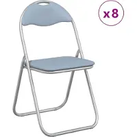 vidaXL Inklapbare stoel 8 st Kunstleer Grijs 48 x 43,5 x 81 cm