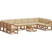 vidaXL Buiten bank set 11 st Natuurlijk en Beige