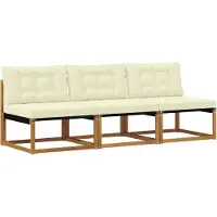 vidaXL 3 Stuk Buiten Midden Sofa Massief Acaciahout en Textilene