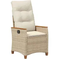 vidaXL Ligstoel voor Tuin met kussen Beige en Crème 64 x 57,5 x 112 cm