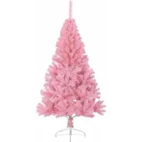vidaXL - Kunststof - Voorverlichte - Kerstboom - met - 150 - LED - Roze - 150 - cm - PVC