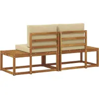vidaXL Buiten eindsofa 2 Stuk Natuurlijk en Beige Massief Acacia Hout