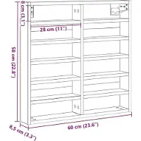 vidaXL Display Kast Muurmontage Zwart Eiken 60 x 8,5 x 58 cm