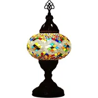 Halay Oosterse mozaïek tafellamp (Turkse lamp), diameter 13 cm, handgemaakt, 36 cm hoog, geschikt voor E14 lampen tot 40 watt