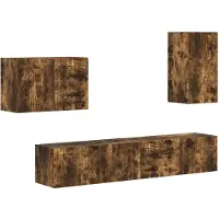 vidaXL Tv Wandkast Set 4 st Rook Eiken Bewerkt hout