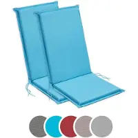Sleepling 50 x 120 cm Outdoor stoelkussen met hoge rug | set van 2 | zitkussen voor tuinstoel | met bevestigingsbanden | Made in EU | afneembare hoes van polyester, wasbaar op 30 graden | aqua blauw