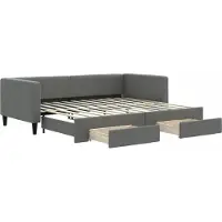 vidaXL Slaapbank onderschuifbed en lades 90x200 cm stof donkergrijs