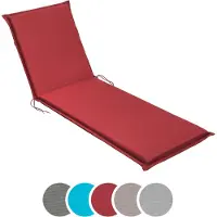 Sleepling 190 x 58 cm ligbedkussen | kussen voor tuinligbed | met bevestigingsbanden | Made in EU | afneembare hoes van polyester, wasbaar op 30 graden | rood