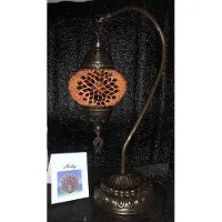 Halay Handgemaakte bruine Turkse tafellamp met mozaïekstenen, een oosterse nachtlamp, ongeveer 45 cm hoog