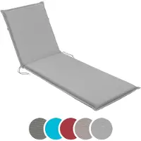 Sleepling 190 x 58 cm ligbedkussen | kussen voor tuinligbed | met bevestigingsbanden | Made in EU | afneembare hoes van polyester, wasbaar op 30 graden | zilver