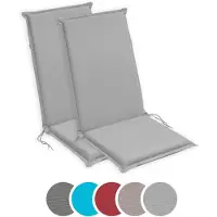 Sleepling 50 x 120 cm Outdoor stoelkussen met hoge rug | set van 2 | zitkussen voor tuinstoel | met bevestigingsbanden | Made in EU | afneembare hoes van polyester, wasbaar op 30 graden | silver
