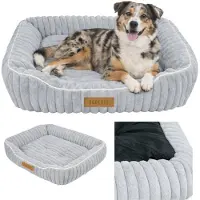 Dogeste Calmi - Hondenmand XL 85x65 cm - Anti stress - Zacht - Ribfluweel Grijs