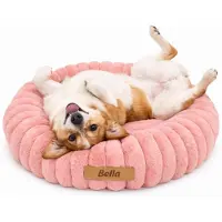 Dogeste Nesto M - Hondenmand 60 cm - Rond - Voor Kleine en Middelgrote Honden - Antistress Pluche - Antislip en Wasbaar - Roze