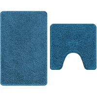 vidaXL 2-delige set badmatten blauw polypropyleen antislip