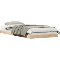 vidaXL Vloerbedframe Naturel 90 x 220 cm Massief grenenhout