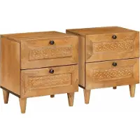 vidaXL Nachtkastje 2 pcs Lichtbruin 40 x 33 x 46 cm Bewerkt hout
