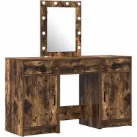 vidaXL Kaptafel met spiegellichten Bruin 50 x 41 x 135 cm Bewerkt hout
