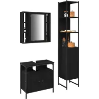 vidaXL Badkamermeubel Set 3 st Zwart Eiken 33 x 33 x 185,5 cm